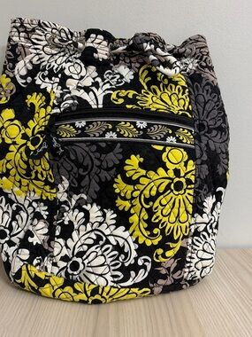 Vera Bradley Black, Yellow & White Quilted Drawstring Shoulder Bag